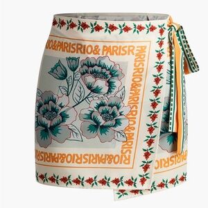 Vacation print asymmetrical mini Wrap Skirt